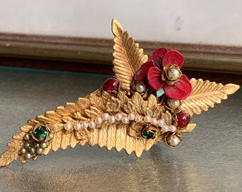 Stanley Hagler N.Y.C Brooch Vintage Red Flower