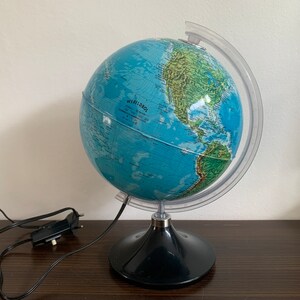 80er Jahre Globus Landkarte Schreibtischlampe Earth Vintage