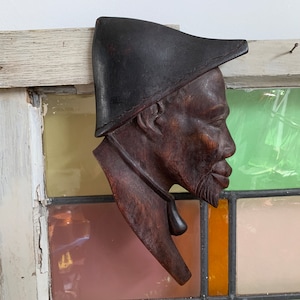 Old Man Face Wooden Antique Wall hanging Ornament Hand Carved Art Sculpture