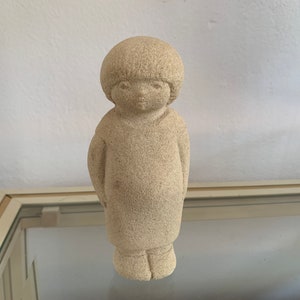 MarBell Stone Figure Child Vintage Art Statues Ivory white 12.2 cm Tall