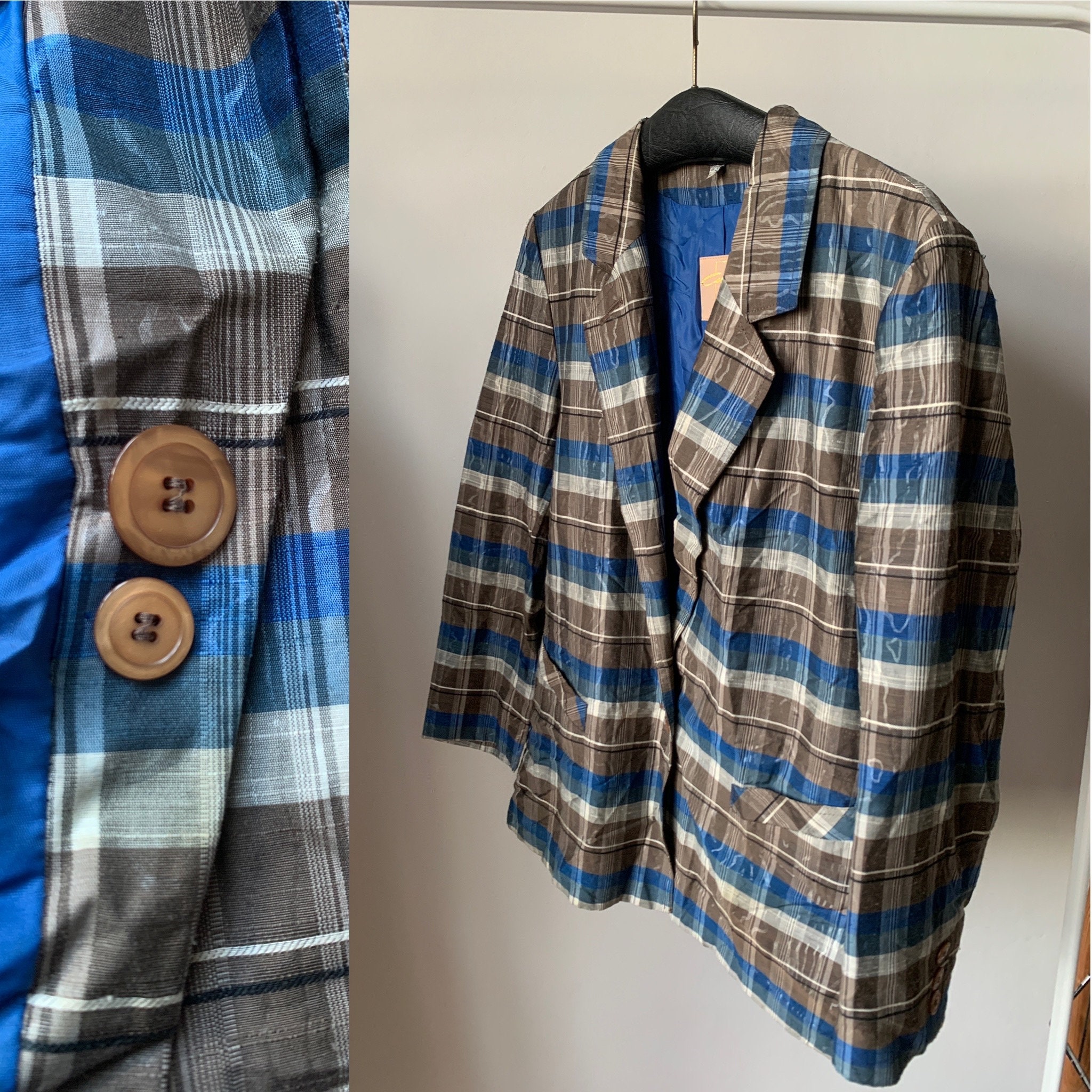 Wolfgang Kaiser Colette Jacket Blue Gray Check Vintage Women