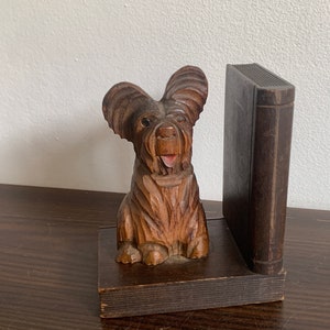 Terrier Dog Hand Carved Vintage Bookend