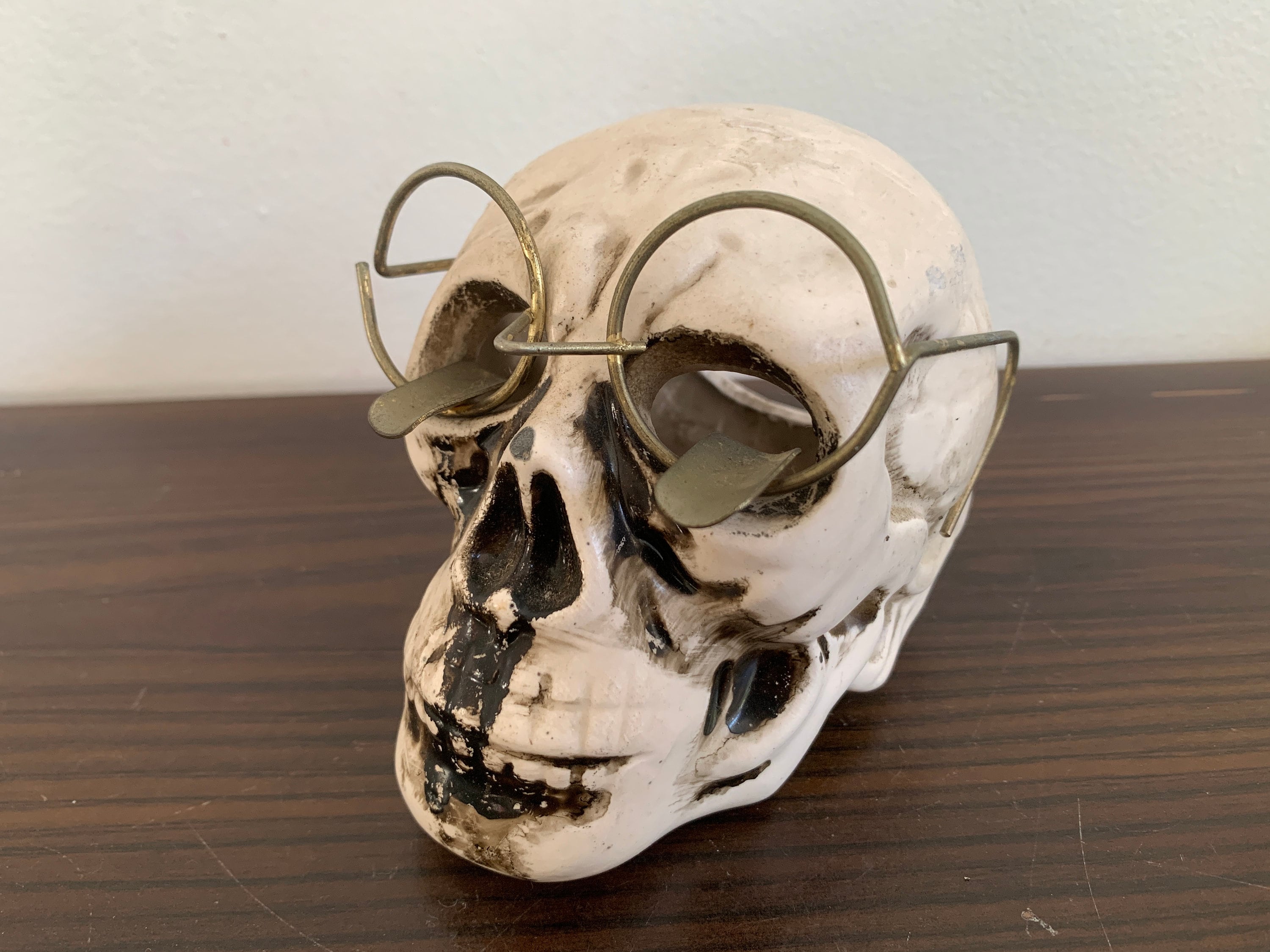 50s Skull Ashtray Vintage Ceramic Glasses White Tea Light - Etsy
