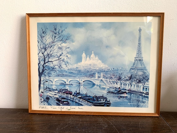 【中古】 Paris Paris MauriceChevalier Maurice Legendre Sacré-coeur Eiffel Tower Lithograph Print Vintage