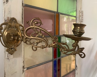 Candelabro de latón raro, candelabro vintage antiguo decorativo para interiores