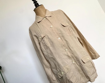 Seidensticker Camisa Lino Marfil Beige Mujer Vintage