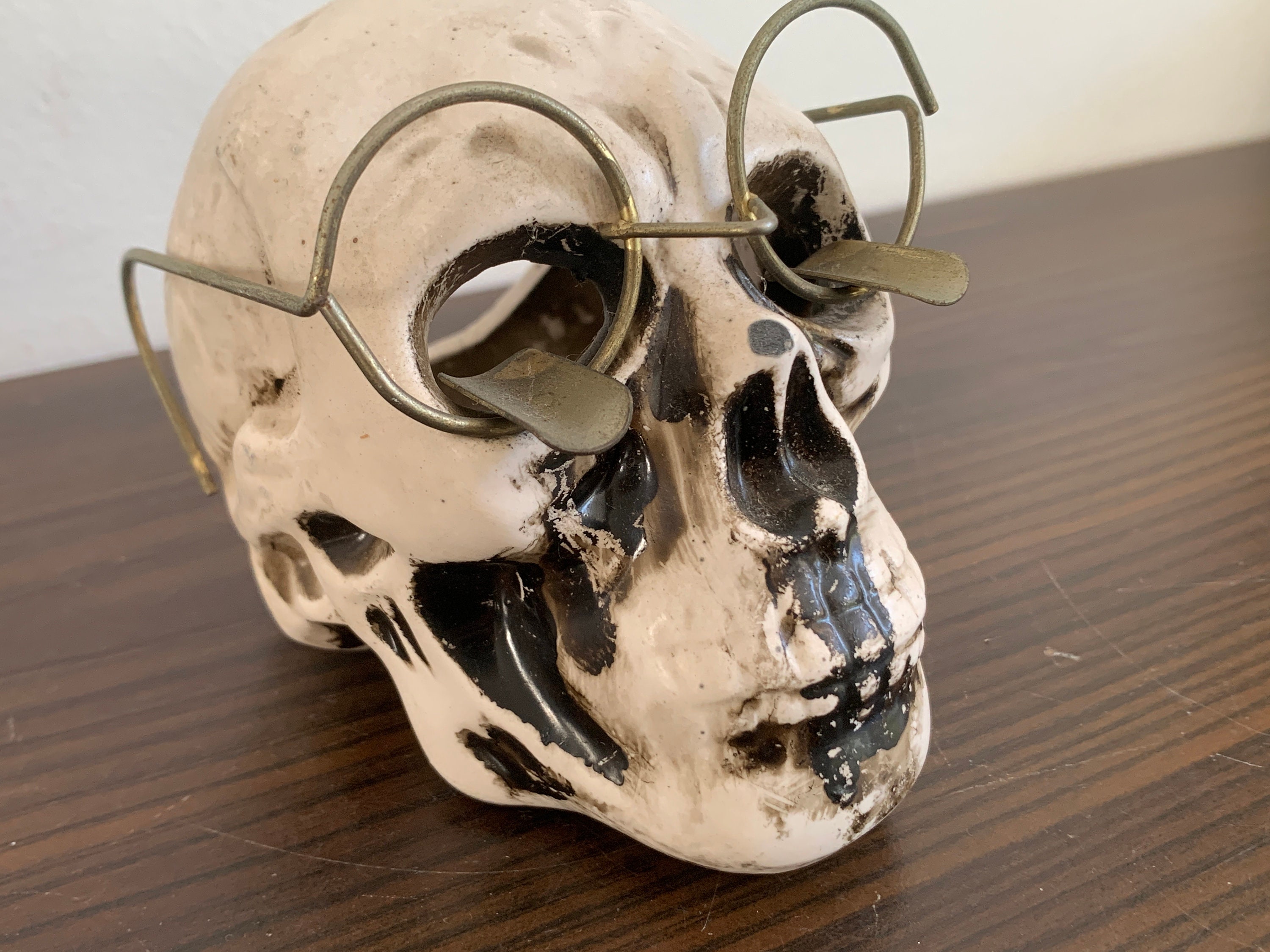 50s Skull Ashtray Vintage Ceramic Glasses White Tea Light - Etsy