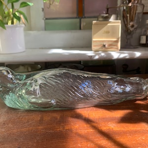 RARE Fur seal Sea lion Empty Glass Bottle Antique Vitage