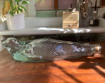 ZELDZAME pelsrob zeeleeuw lege glazen fles antieke vitage