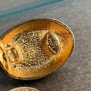 Jean Louis Scherrer JSL Vintage Earrings Faux stone Amber Bronze tone Oval Large image 6