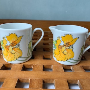 Rare 70s IKEA of Sweden Swedish Creamer Made in Portugal By Spal Scandinavian design Yellow Flower Botanical Ceramic