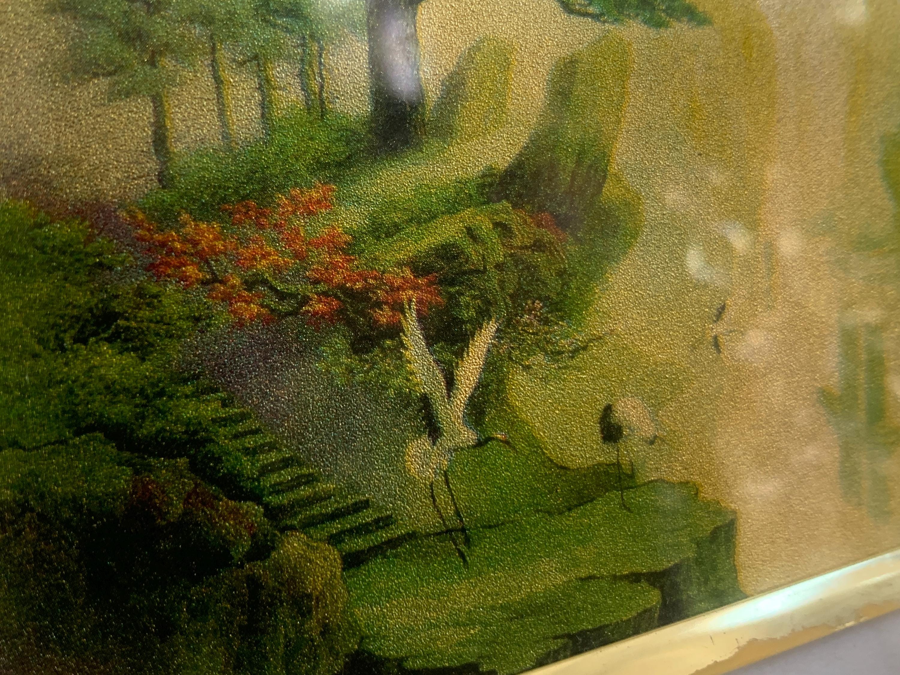 中国美術 金箔 馬 鶴 風景 ヴィンテージ - Etsy 日本