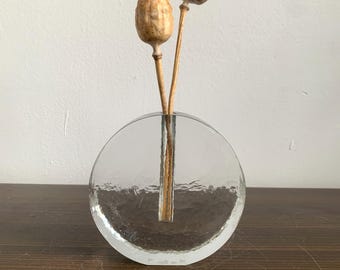 Vaso Solifleur in vetro anni '60 Wiesenthalhutte Klaus Breit rotondo vintage