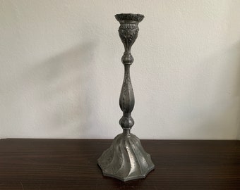 28.1 cm Tall Antique Pewter Candlestick Candleholder stand