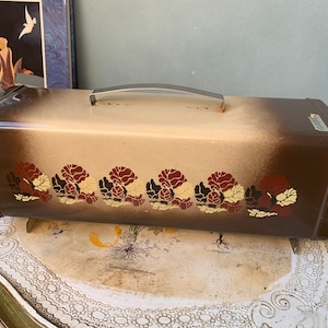 70s Brabantia Metal Tin Bread Retro Storage Box Tool box Vintage Kitchen Deco Brown Dutch