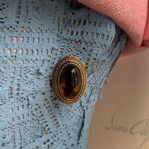 Jean Louis Scherrer JSL Vintage Earrings Faux stone Amber Bronze tone Oval Large image 8