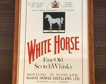 White Horse Pub Mirror Whisky Wooden Frame Wall Hanging - Etsy UK