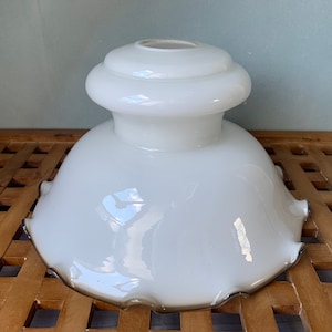 60s Milkglass Lamp shade White Brown Vintage 25.3 cm Large wide Vintage Lighting equipment