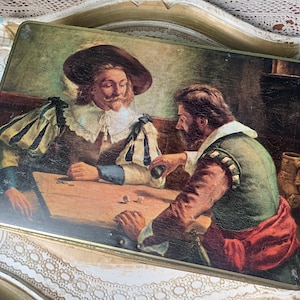Container Made in Belgium Vintage Tin box Biscuit No key Rolling Dice Classic man