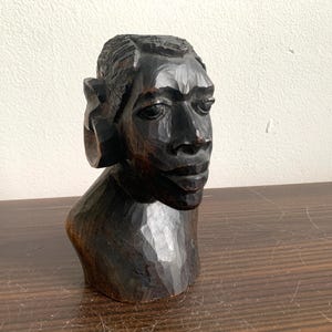 African Bust Wooden Vintage Hand carved