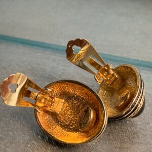 Jean Louis Scherrer JSL Vintage Earrings Faux stone Amber Bronze tone Oval Large image 2