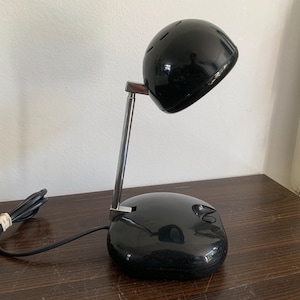 70s HUSTADT LEUCHTEN Vintage Table Lamp Black Plastic Germany Space age