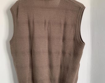 80s Adidas Wool Vest Made in Austria Vintage Brown Size GB