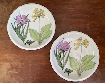 Rare 70s IKEA MIDSOMMAR Salad Plate Midsummer Marguerite Walfridson Spal Portugal Scandinavian design Botanical Ceramic Yellow Purple Flower