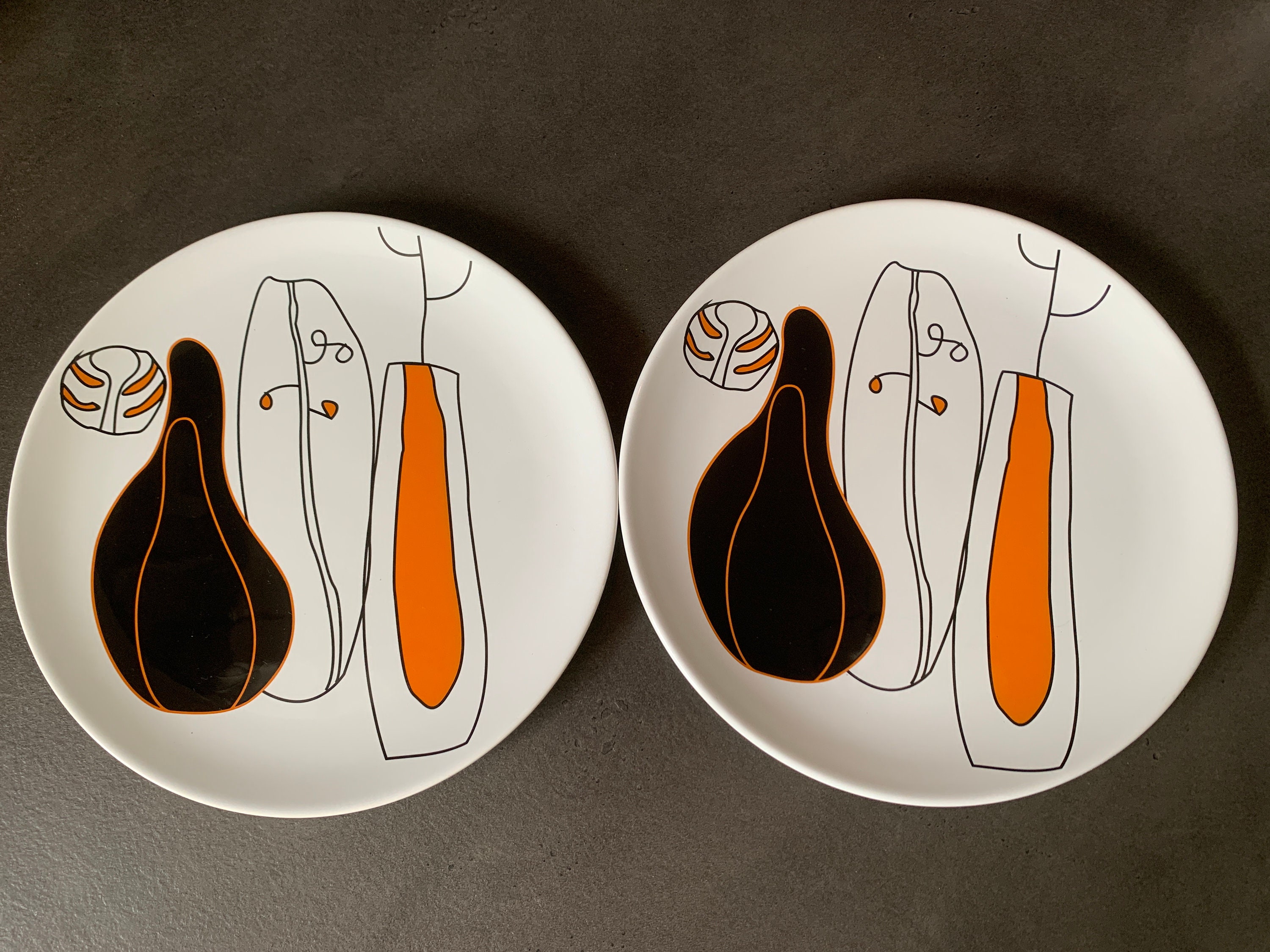 Rare IKEA Modern Ceramic Plate Made in Portugal Black Orange Vintage