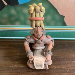 Aztec Mayan Statue Tribal Clay Pottery Vintage