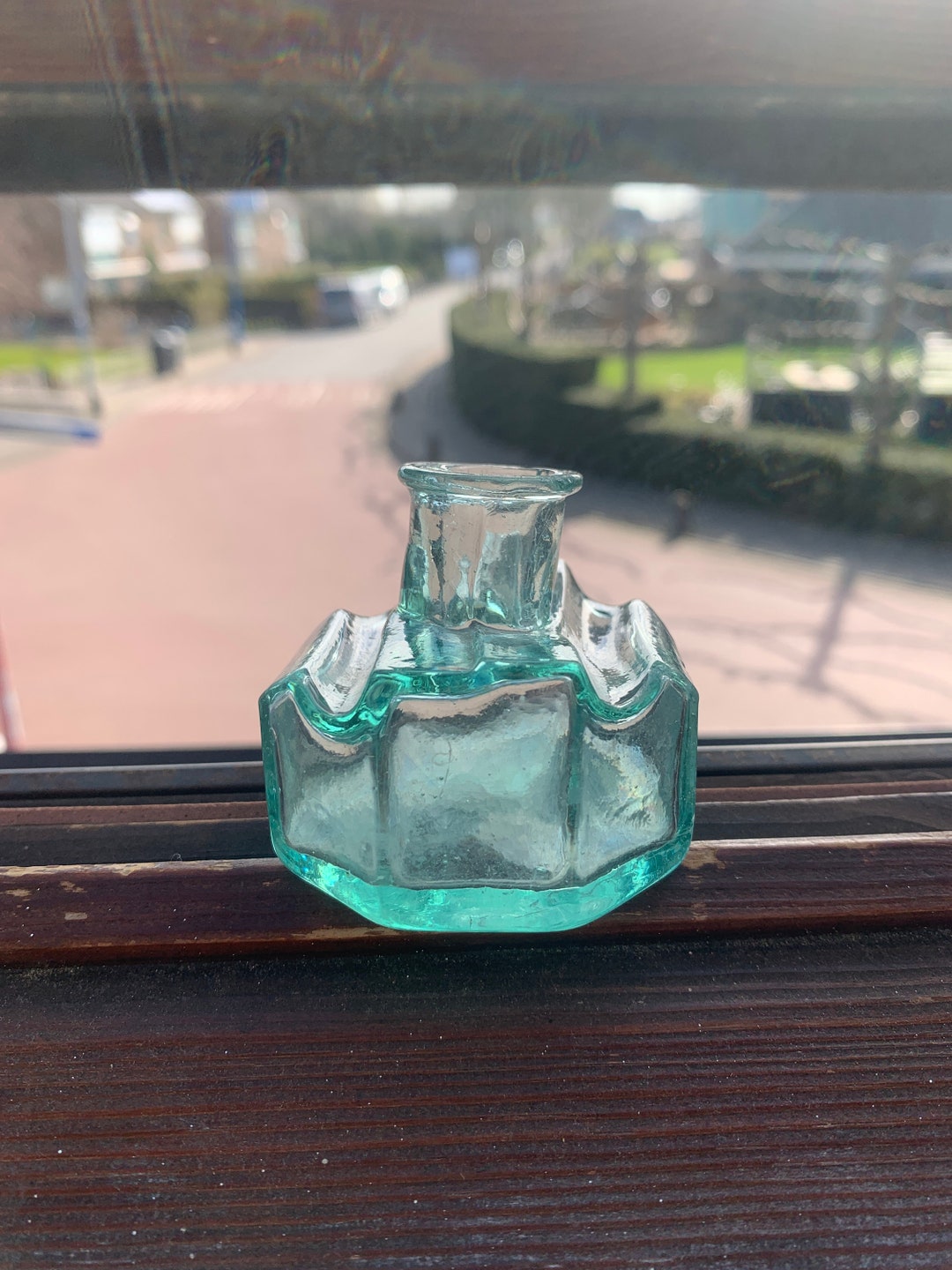 Victorian Light Green Glass INK Bottle Antique Air Bubbles Etsy