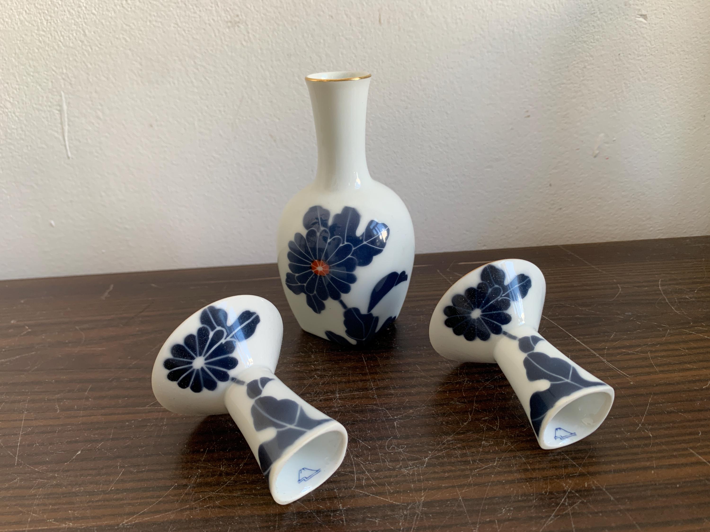 Set of 3 FUKAGAWA SEIJI 深川製磁 Sake Bottle Cups Ceramic お猪口