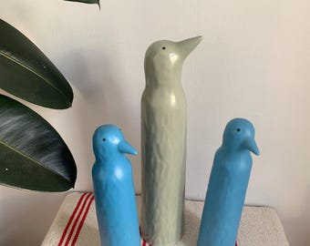 IKEA Penguin Ceramic Katarina Brieditis Gray Blue Statue Object