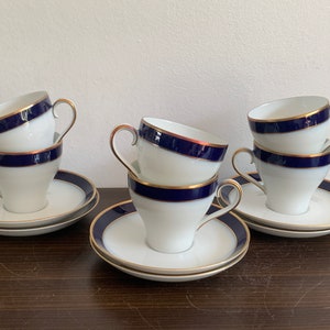 Hutschenreuther LORENZ Coffee cups saucer Cobalt blue Vintage