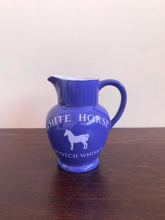 White Horse Scotch Whisky Water Jug Ceramic Vintage Made in