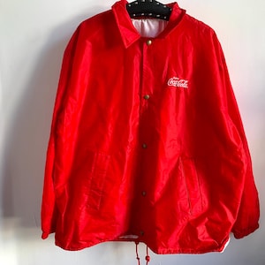 Made in England Coca Cola Red Nylon Jacket Long Sleeve Vintage Size XL