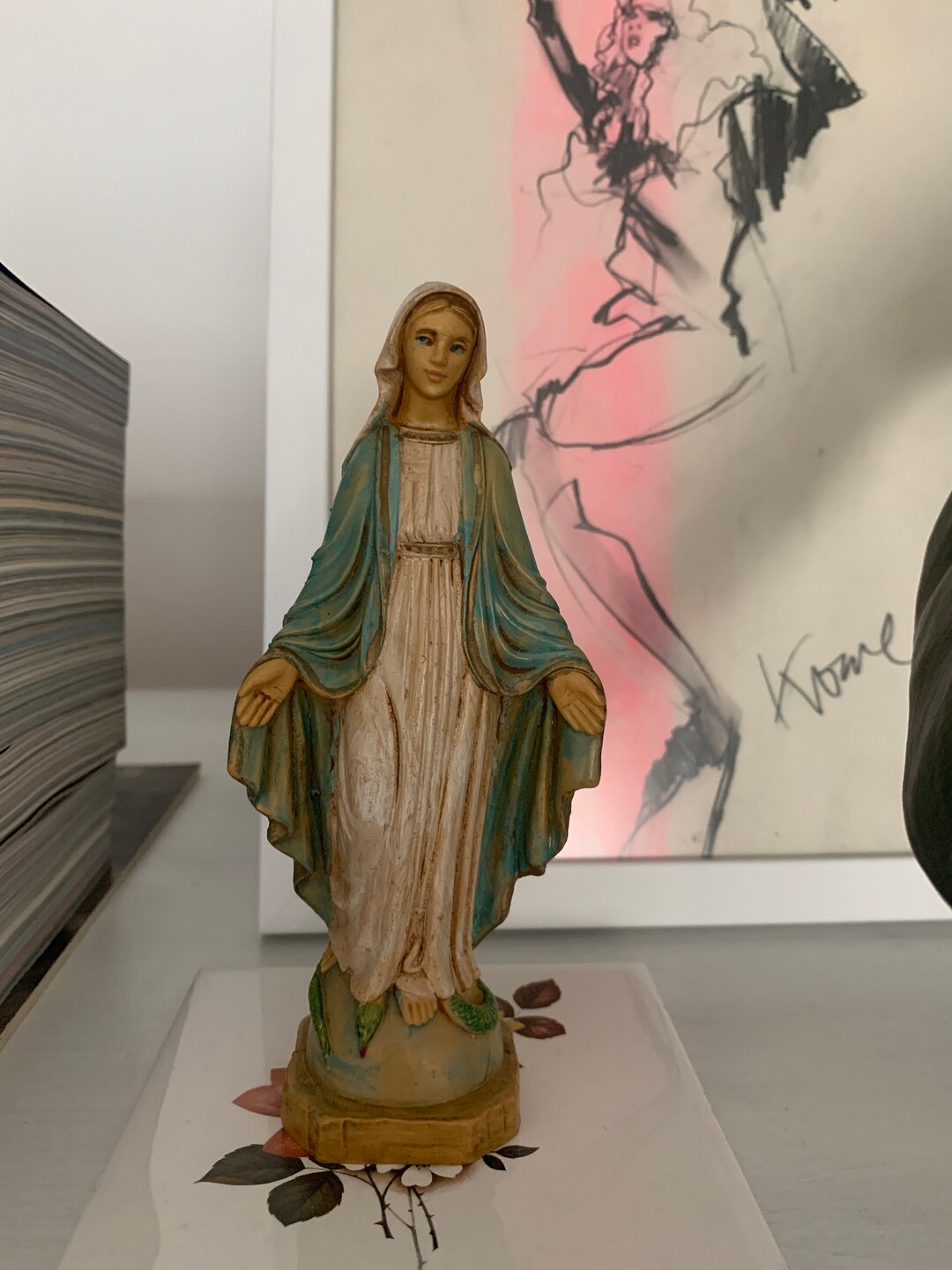 70s Virgin Mary Made in Italy Statue Interior Table Deco Etsy