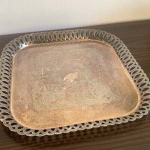 Decoration Serving Tray Vintage Large Silver plated Square