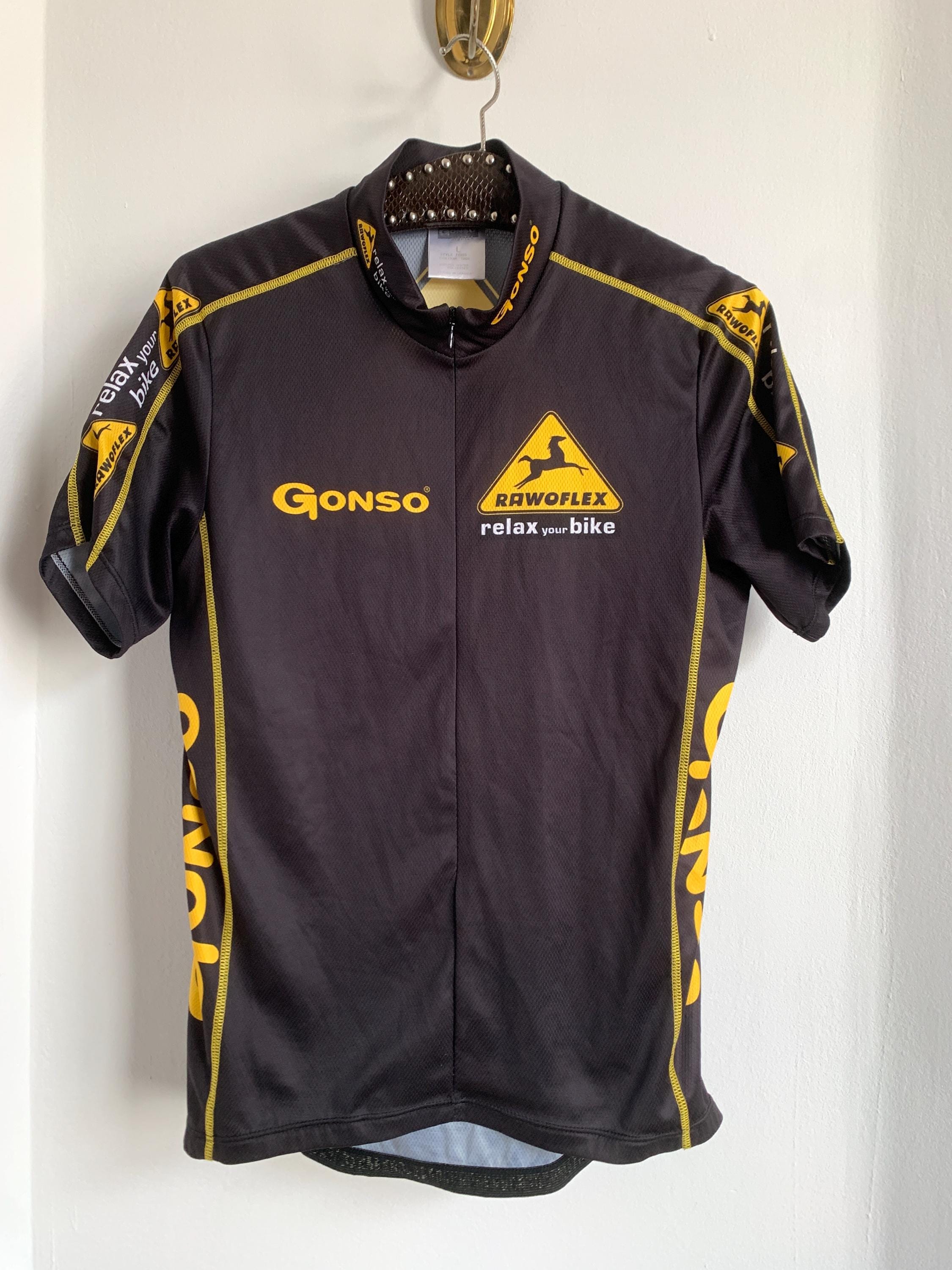 Gonso Cycling Shirt Jersey Black Yellow Rawoflex Vintage