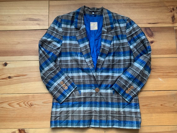 Wolfgang Kaiser Colette Jacket Blue Gray Check Vintage Women