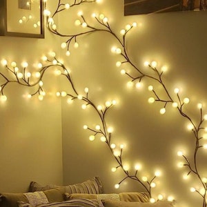 Solar Garden Lights - Bedroom String Lights for Wall Lights Hanging Vine Light Fairy Strings Mushroom Lamp