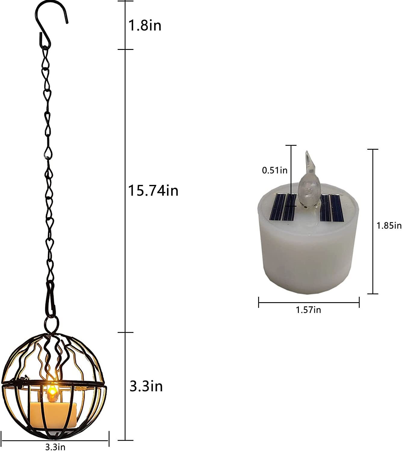 Hanging Cage Lights Remote Controlled Hanging Candles 4pack Solar