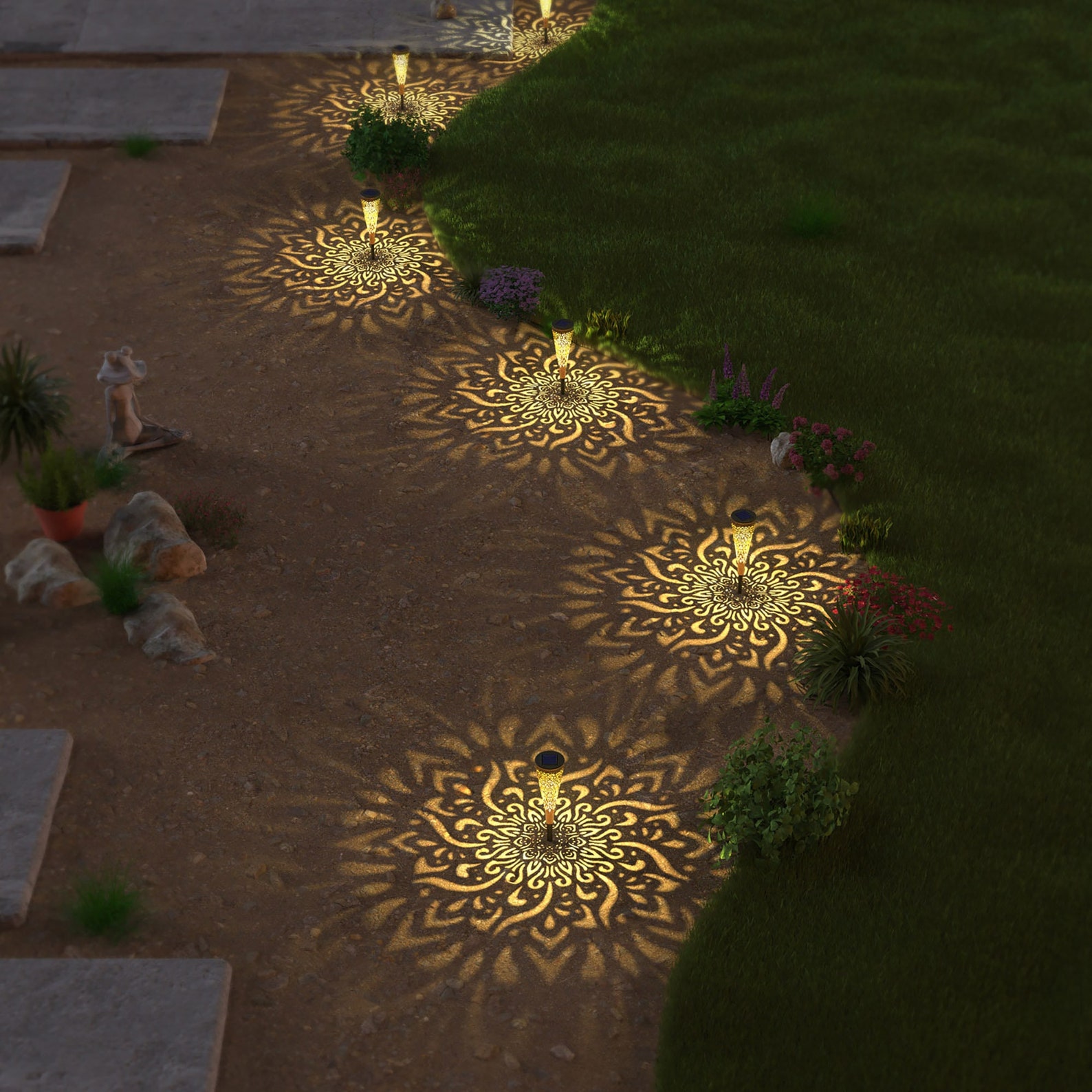 6 Pack Solar Lights Outdoor Garden Decorative Solar Garden Lights With