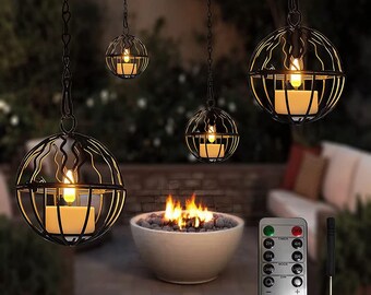 Remote Control Hanging Candles (4Pack) Solar Lantern Lights, Solar Garden lights, Decorative Solar Powered for Garden or patio