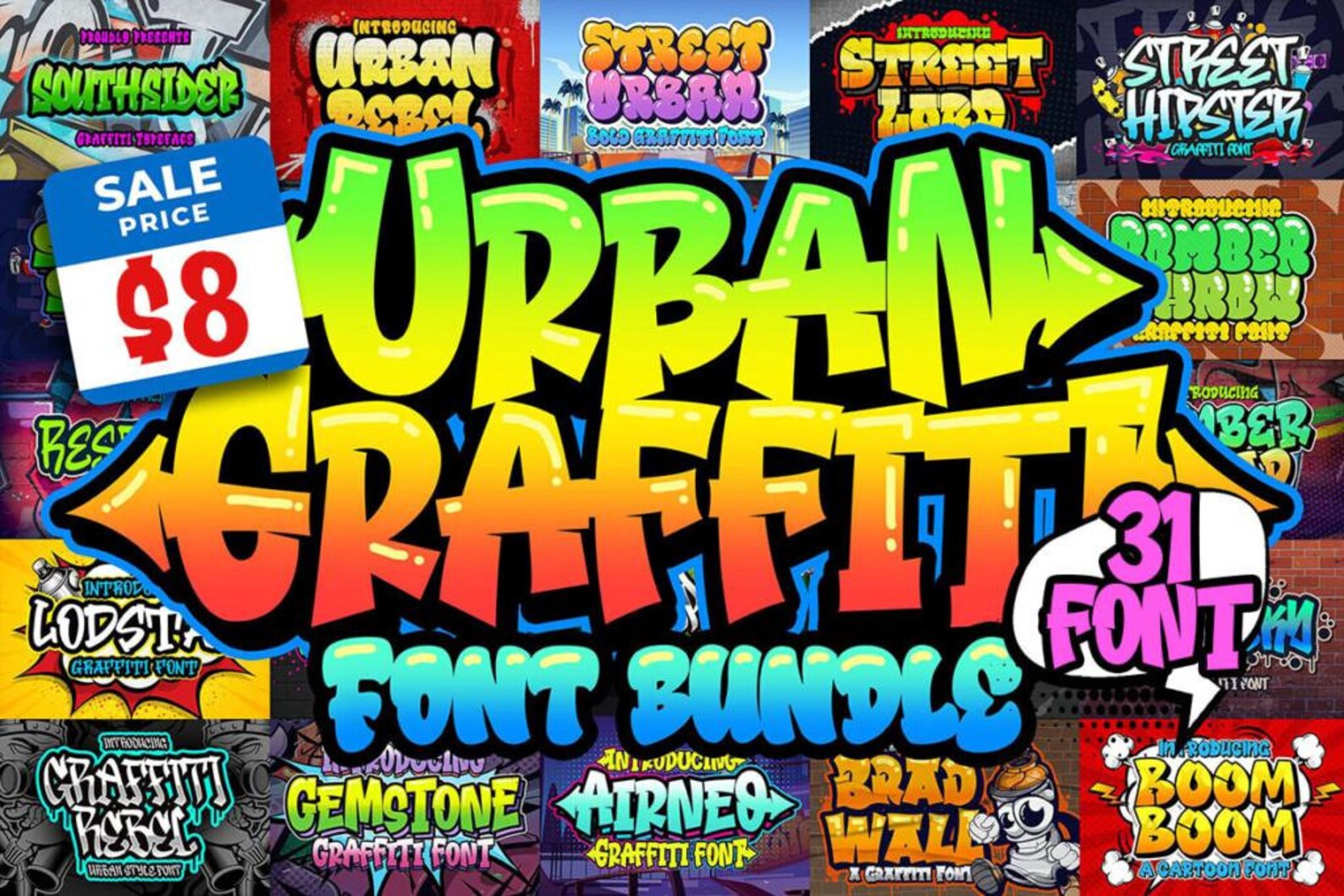 Graffiti Font Bundleurban Graffiti Font Bundle, Digital Font, Cricut