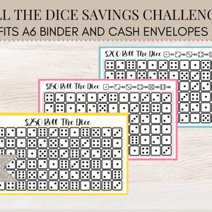 Roll The Dice Savings | A6 Savings Challenge | A6 Savings Tracker | A6 Savings Binder | Cash Envelopes