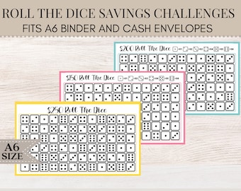 Roll The Dice Savings | A6 Savings Challenge | A6 Savings Tracker | A6 Savings Binder | Cash Envelopes
