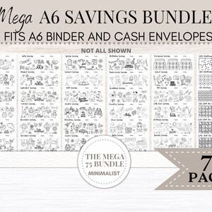 A6 Savings Challenge | Savings Challenge Bundle | Savings Tracker | Savings Challenge Printable | A6 Savings Funds | A6 Cash Binder