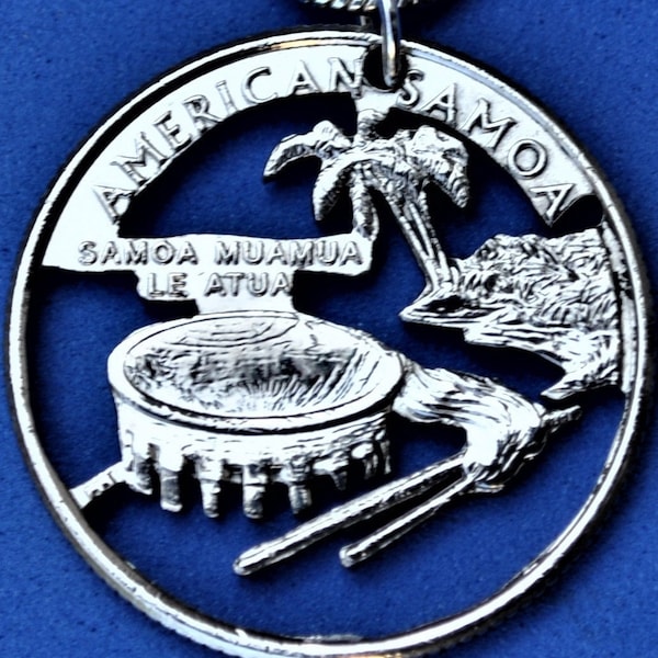 American Samoa Tanoa Bowl Cut Coin Pendant Necklace