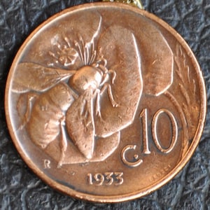 Italy 1920's/30's HoneyBee Coin Pendant Necklace